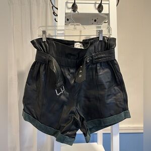 Free People Black Leather Shorts with Belt
